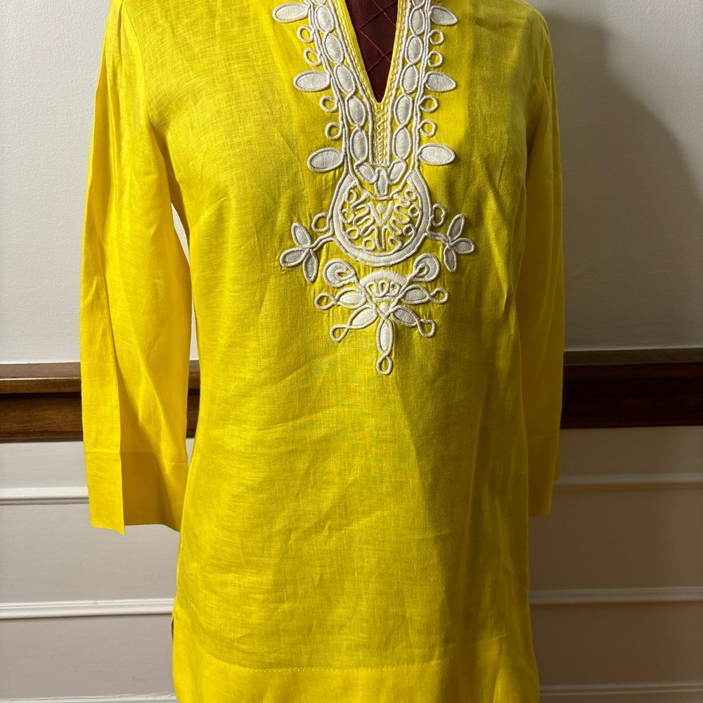 Yellow Tunic with White Embroidery